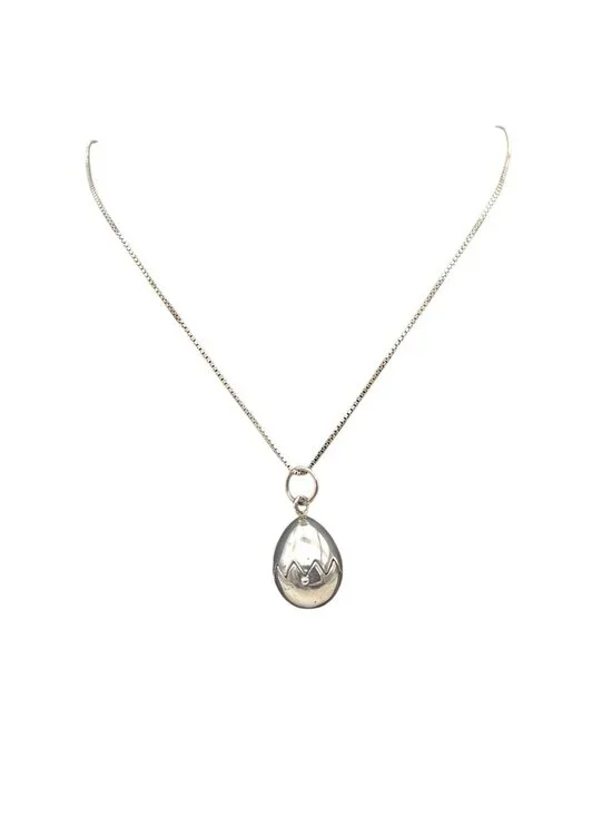 Sterling Silver Hinged Egg Pendant with Hidden Chick Necklace 24" 925 Chain - Picture 8 of 13